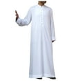 thumbnail image 2 of Mens Loose Stand Round Neck Hui Robe - Polyester Spandex, Embroidered, Spring/Summer - Arab Middle Eastern Style, 2 of 5