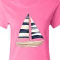 thumbnail image 4 of Inktastic Blue Striped Sailboat Nautical Women's T-Shirt, 4 of 5