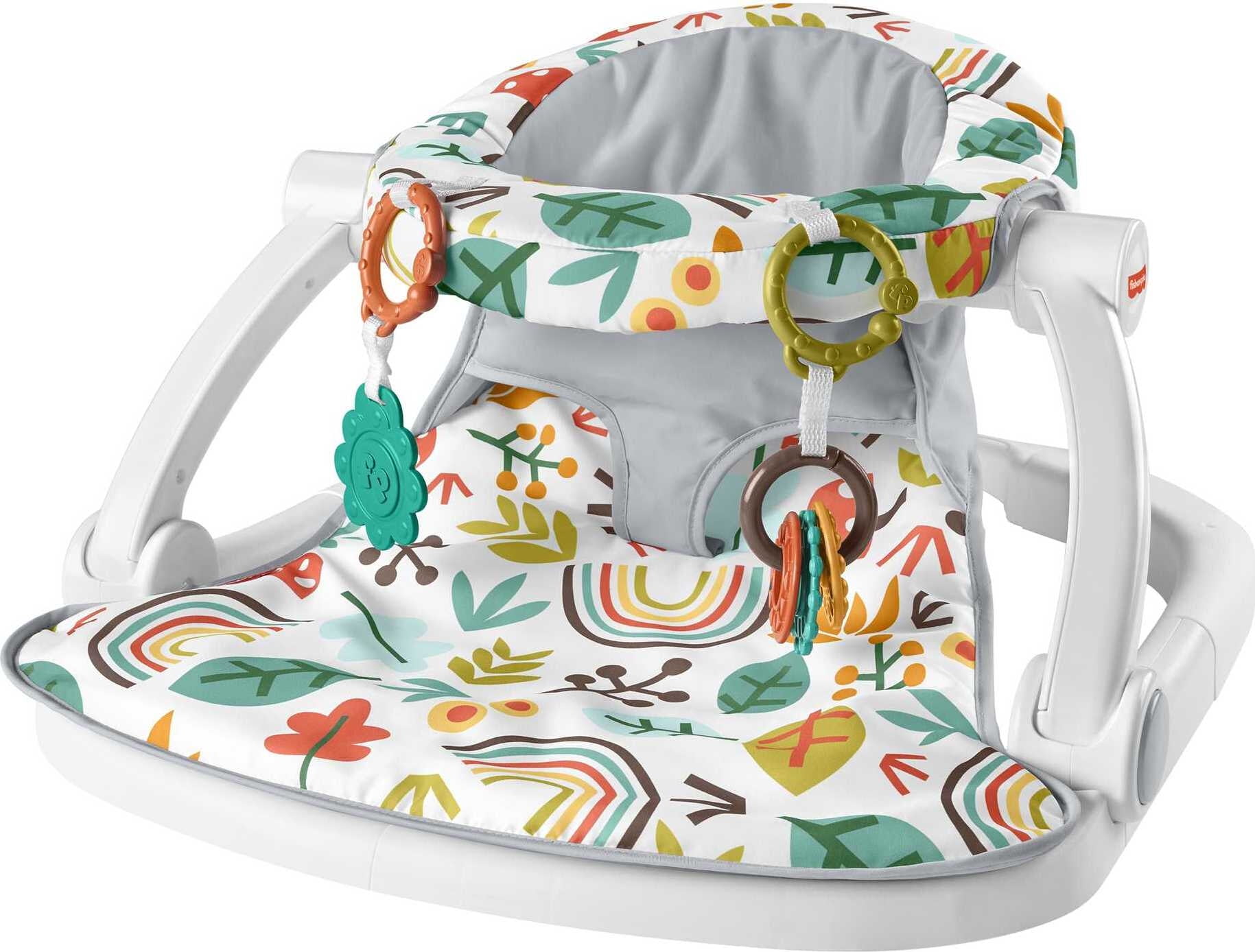 Fisher-Price Sit-Me-Up Floor Seat Portable Infant Chair with 2 Toys, Whimsical Forest