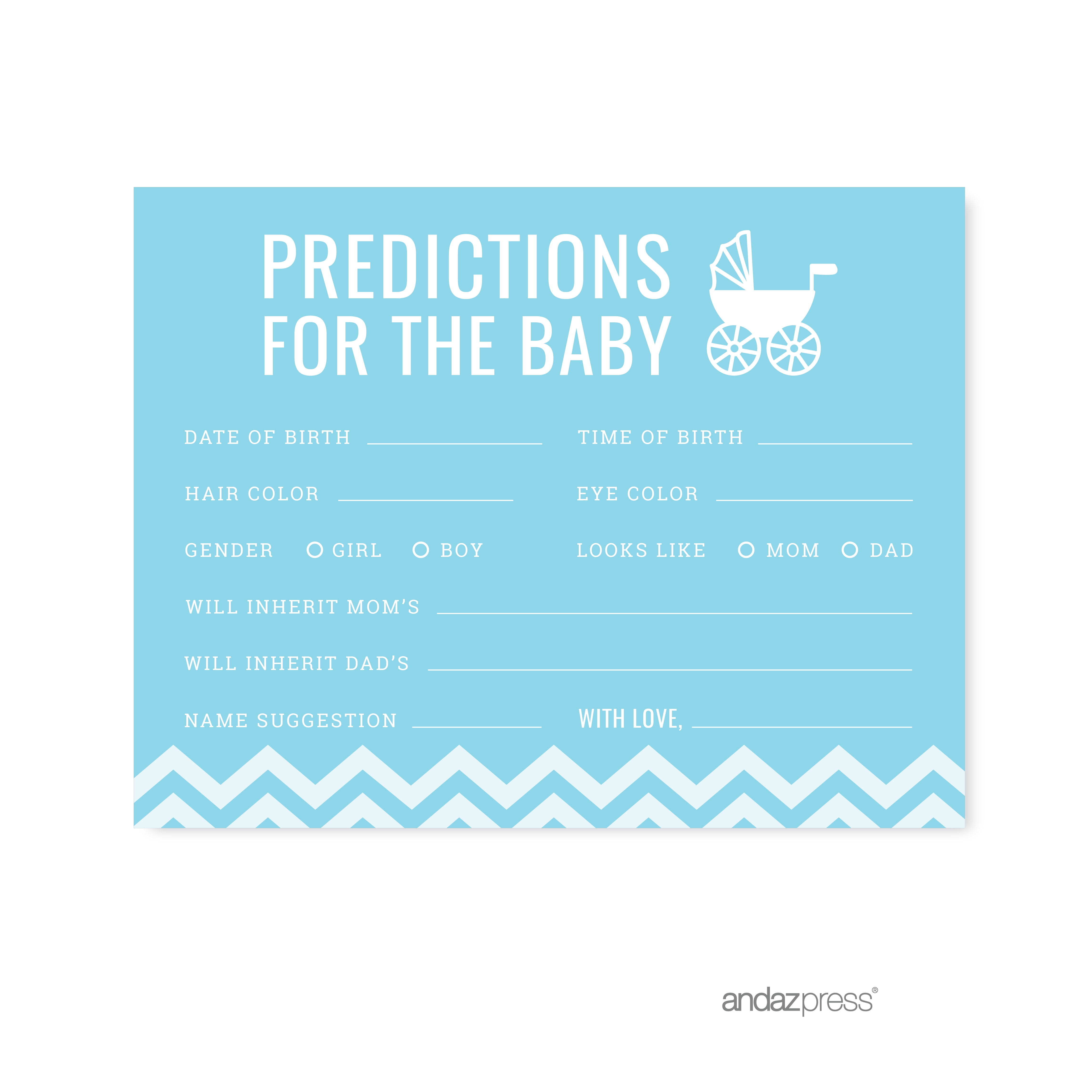 Perfect Party Game! Blue 10 Players Baby Predictions Shower Game 