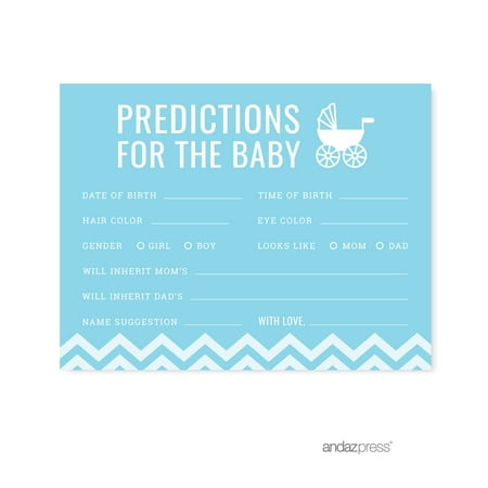 Predictions For Baby Baby Blue Chevron Baby Shower Games 20-Pack