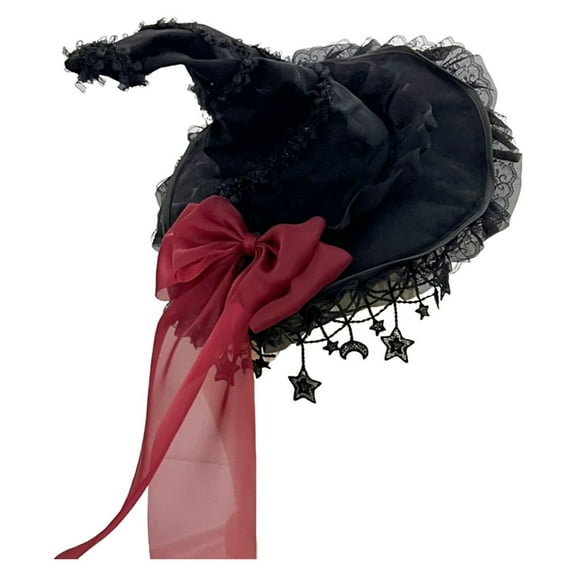 Bowknot Wizard Hat Elegant Witch Cap Funny Cosplay Accessories for Halloween Carnival Party Stage Shows Fancy Dress Props