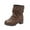 Coffee, variant on Women's Stacked Short Boots, Thick Heel Belt Buckle Punk-Inspired Casual Boots Brown