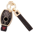 thumbnail image 1 of for Mercedes Key Fob Cover Soft TPU Key Case Protector Fit for Mercedes Benz 2017-2021 E-Class, 2018-2021 S-Class, 2019-2021 A-Class C-Class G-Class 4 Buttons with Bling Keychain,1,Black, 1 of 4