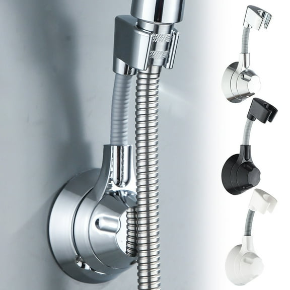 Universal Shower Head Holder Bracket No Drill Adhesive Mount 20lb Capacity 5.91in Silver Black White 1 PackforBathroom Supplies(Black),Ccwuwei
