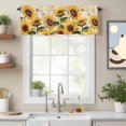 thumbnail image 2 of Rod Pocket Window Valances Summer Blossom Sunflower Bee Short Kitchen Curtains Retro Flower Leaves Window Treatment Drapes for Bedroom Bathroom Living Room 42x18In,1 Panel, 2 of 9