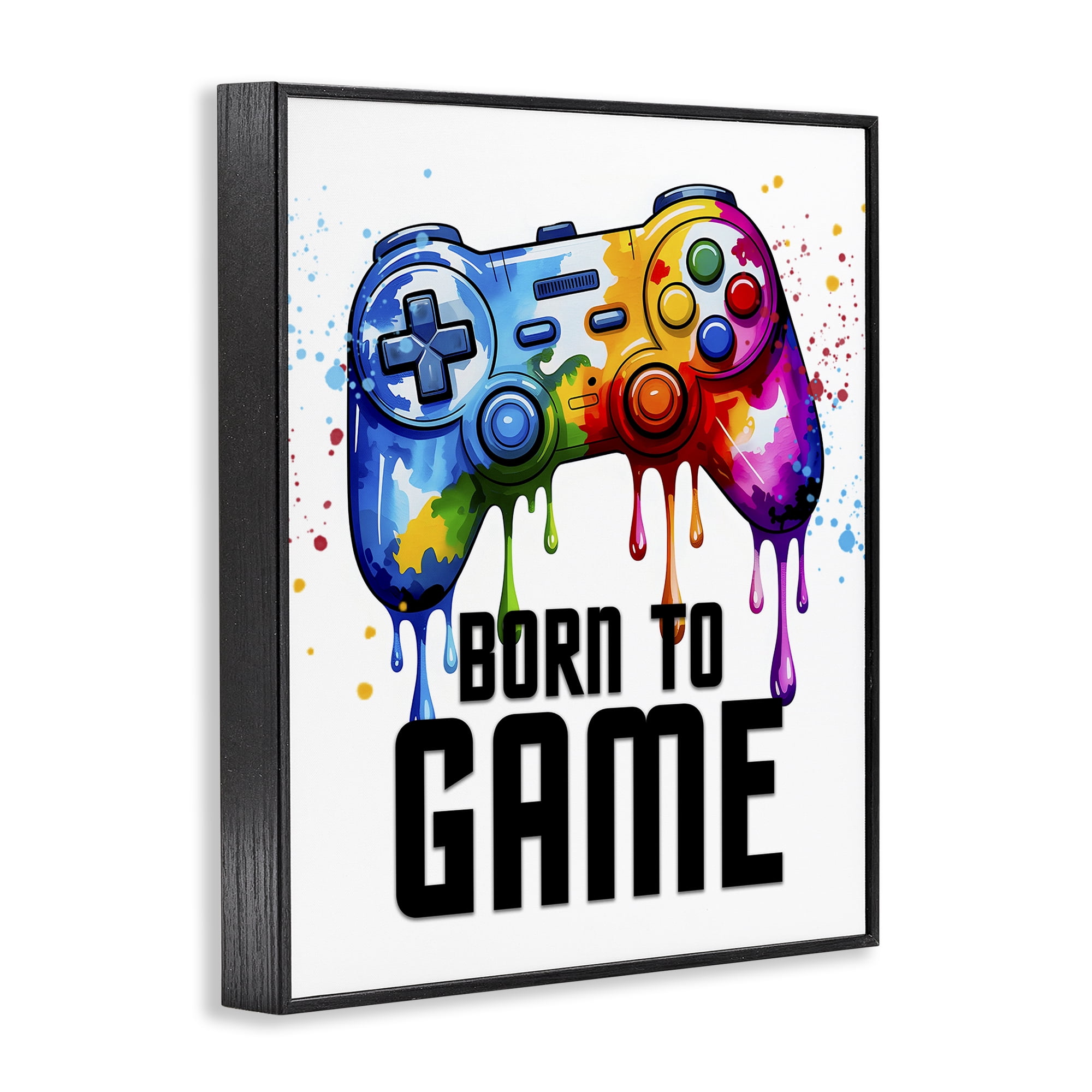 Stupell Industries Born To Game Splash Black Framed Giclee Art, design by Kim Allen