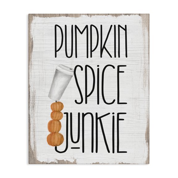 Stupell Industries Rustic Lodge Pumpkin Spice Junkie Coffee Cup Canvas Art, 16 x 20, by Lil' Rue