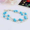thumbnail image 2 of Feshionn IOBI Multi-Layer Turquoise Bead Ankle Bracelet, Silver/Gold, 9.5in, for Women/Teens, 2 of 9