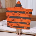 thumbnail image 5 of Halloween Striped Pumpkin Pattern Hooded Bath Towel，50"x30" for Ages 3 To 12 Kids, Quick Dry Lightweight Soft Microfiber Hood Beach Towel Cover Up for Kids, 5 of 7