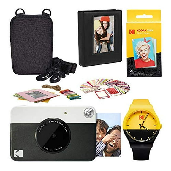 Kodak PRINTOMATIC Instant Print Camera (Black) Scrapbook Photo Album Kit