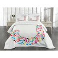 thumbnail image 3 of Ambesonne Letter J Quilted Bedspread Set 3 Pcs, J Typography, Queen Size, Multicolor, 3 of 5