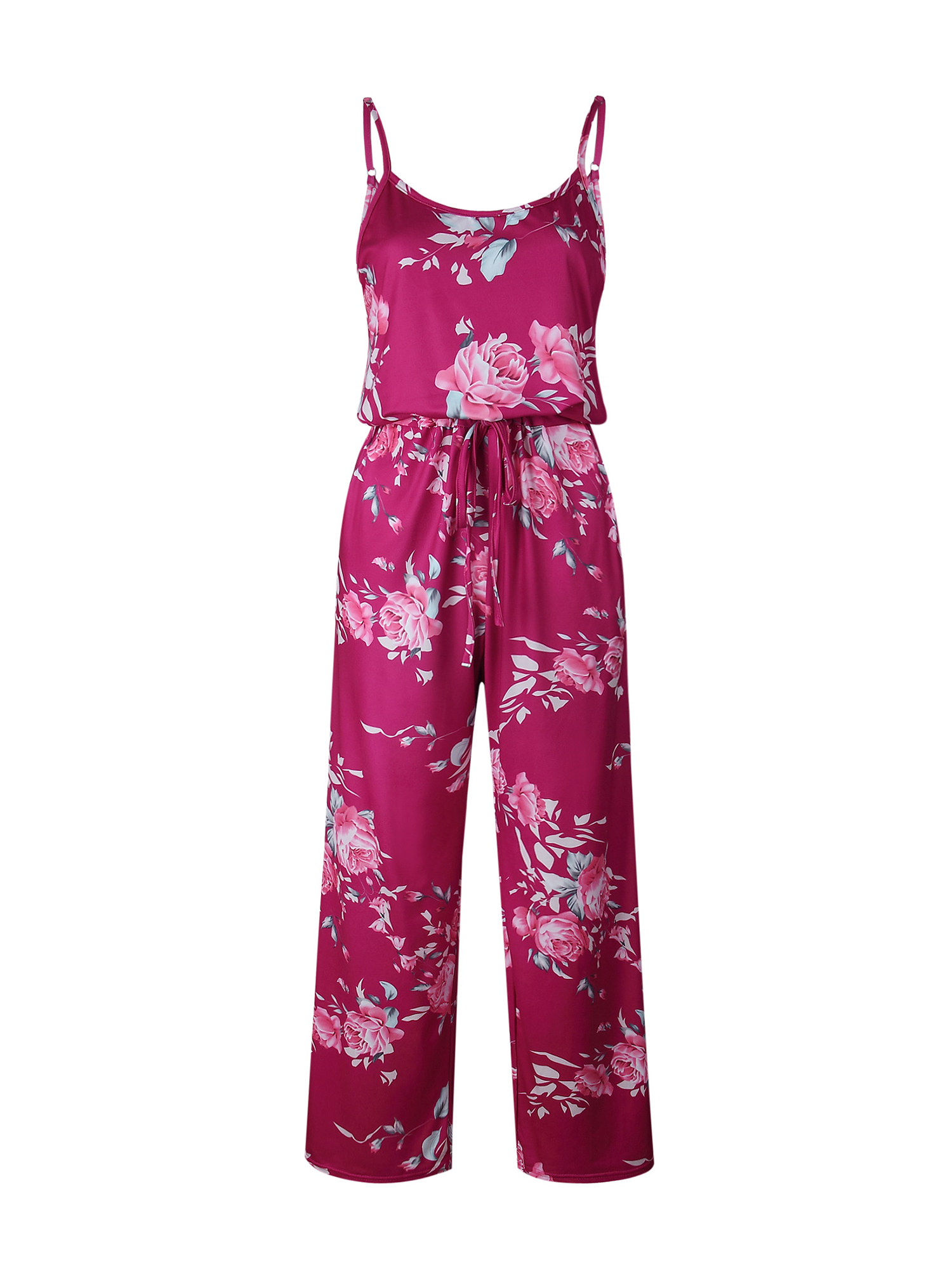 Women's Beach Jumpsuit Elastic Waist Floral Printed Jumpsuits Rompers