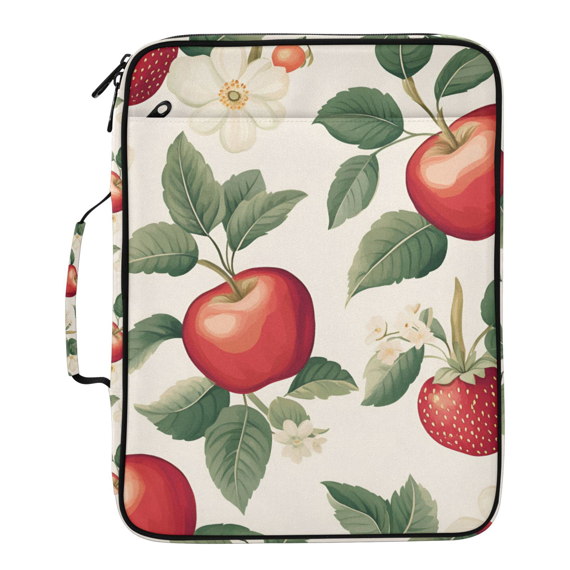 FORMRS Accordion File Folder A4 Size 7-Pocket Expanding Document Organizer Bag with 3 Ring Binder, Apples Flower Pattern