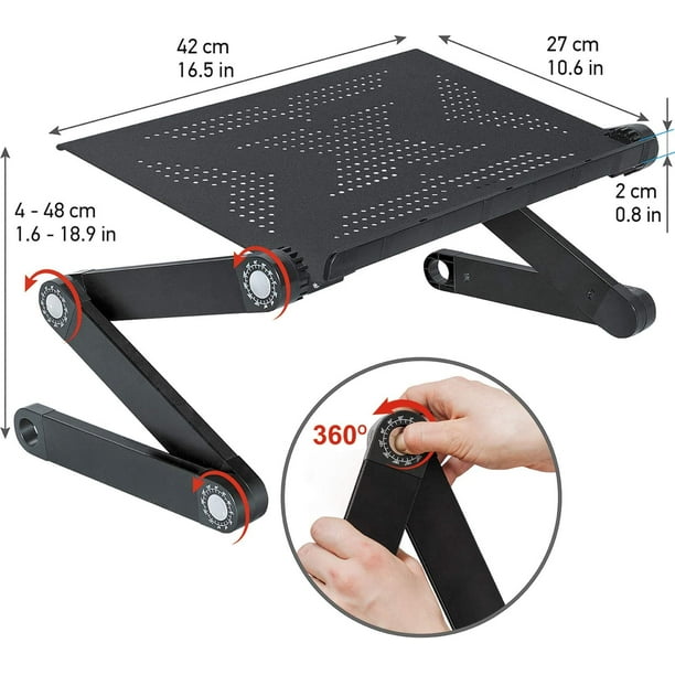 Mesa de cama plegable para computadora portátil - Soporte para tableta y computadora portátil - Mesa de lectura de diseño para sillón y sofá cama - Ergonómica versátil ajustable - Aluminio liviano Ormromra YQ-2871
