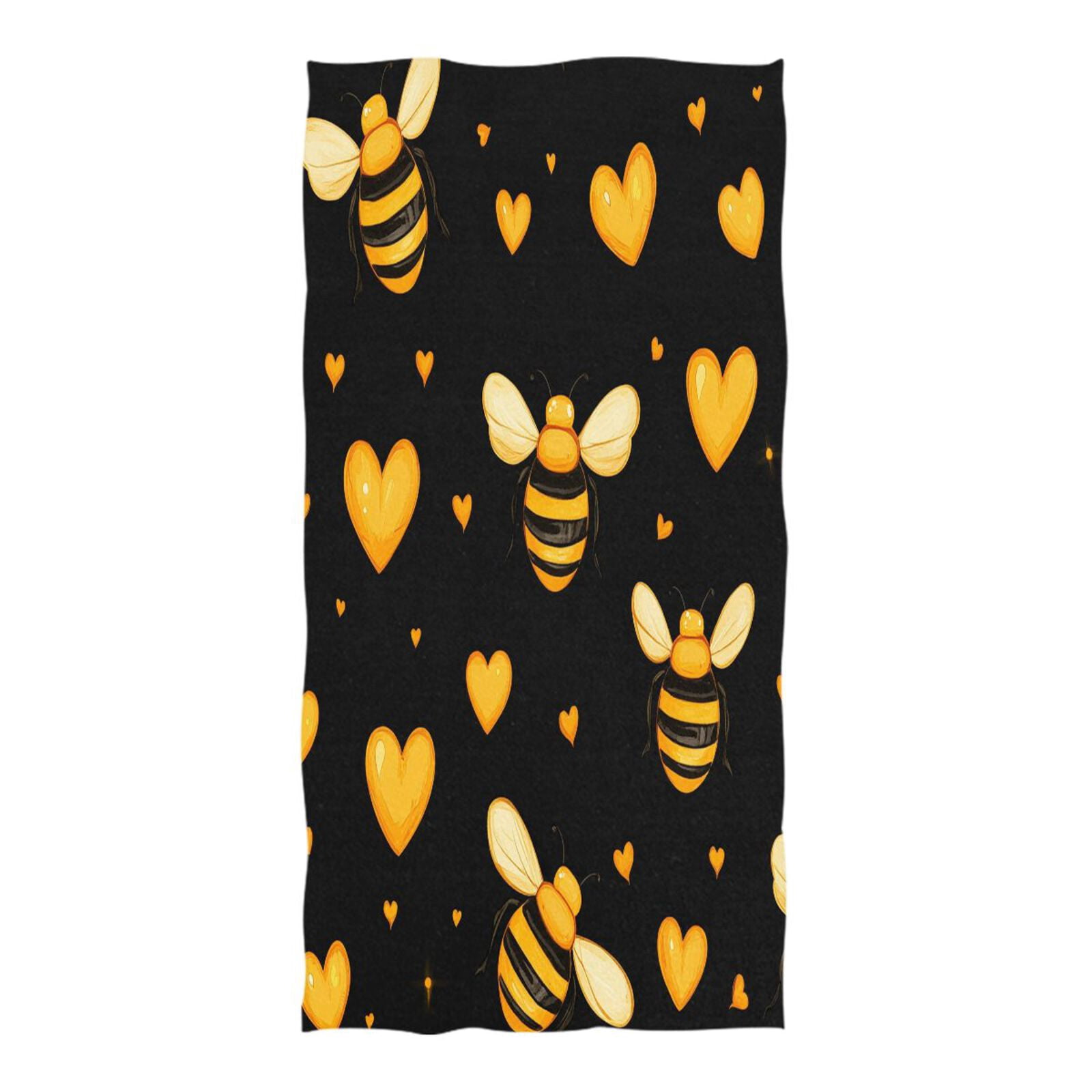 Yellow Hearts Bees Beach Towel Oversized Sandproof Absorbent Quick Dry Towels Adult for Travel Vacation Essentials