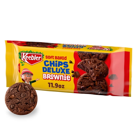 Keebler Chips Deluxe Brownie, Soft-Baked Chocolate Chip Cookies with Fudge Chunks 11.9 oz