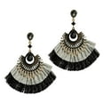 thumbnail image 4 of 2 piezas de pendientes colgantes con borlas, elegantes pendientes de aleación con diamantes de imitación. Negro, 4 of 9