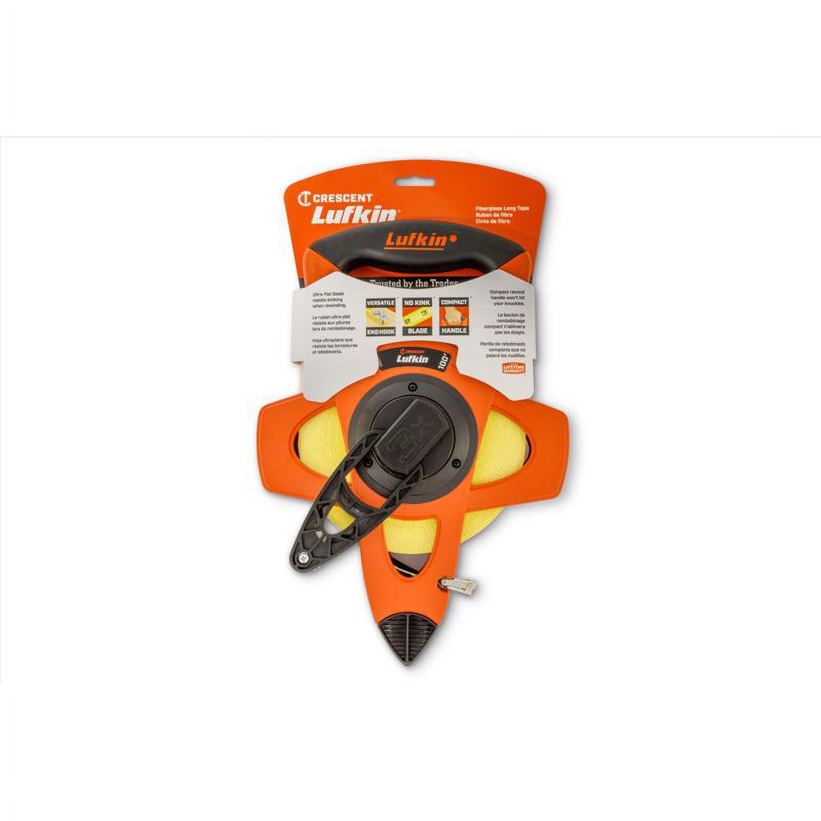 Lufkin 100 ft. L x 0.5 in. W Reel Rewind Tape Measure Orange 1 pk