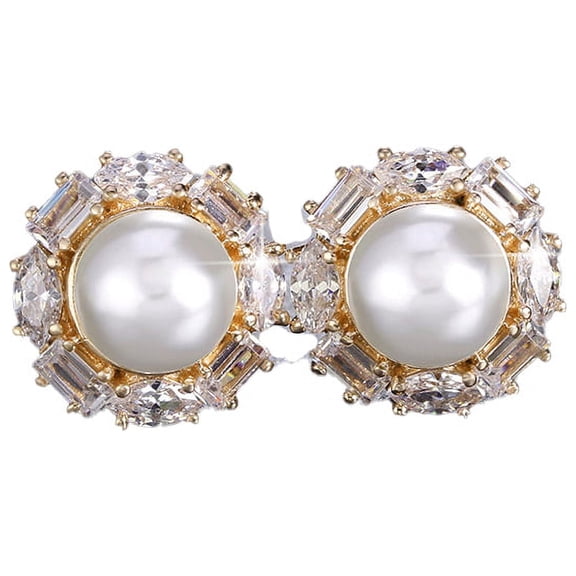 Baguette Cut Stud Earrings for Women Cubic Zirconia Simulated Pearl Ginger Lyne Collection