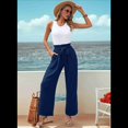 thumbnail image 4 of Pantalones de Salón de Pierna para Mujer, Azul Oscuro, Talla L, 4 of 8
