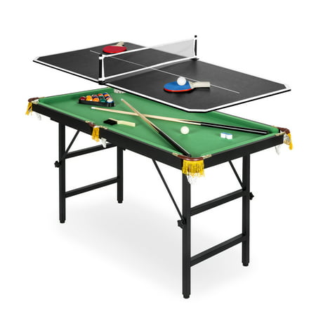Best Choice Products 4ft 2-in-1 Ping Pong and Billiards Table Set w/ Foldable Legs, (The Best Tennis Game For Android)