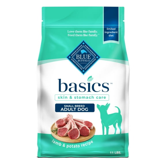 Blue Buffalo Basics Small Breed Adult Dry Dog Food, Skin & Stomach Care, Lamb Recipe, 11lb