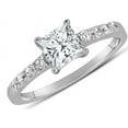thumbnail image 2 of 1 Carat Princess cut Diamond Engagement Ring in 10K White Gold, 2 of 3