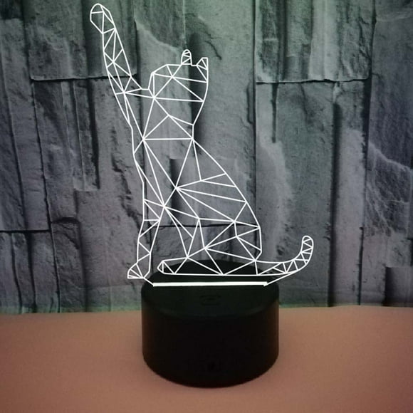 Lindo gato 3D luz de noche 7 cambio de color LED lámpara de mesa regalo