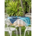 thumbnail image 3 of Outdoor Tablecloth with Umbrella Hole for Patio/Picnic/Party/Camping, Teal Blue Beach Coastal Waterproof Table Cloth Round Cover Washable, Summer Nautical Seaside Ocean Ombre (Dia 54"), 3 of 8