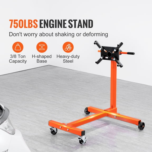 KFFKFF Engine Stand 750lbs 360 Degree Adjustable Mounting Head Motor Hoist Dolly