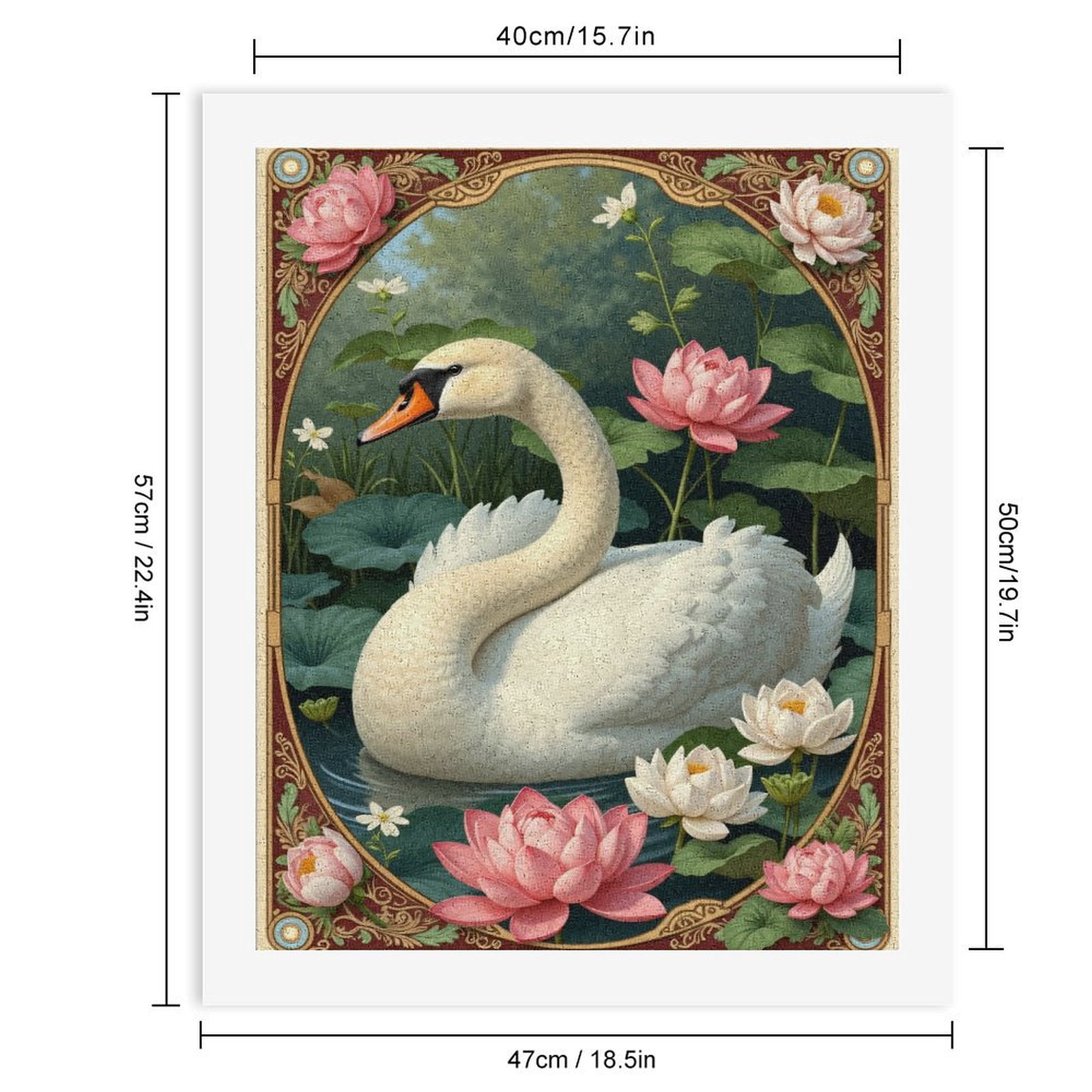 Paint By Numbers Kit for Adults Beginner - DIY Swan Lotus Pond Art Nouveau Canvas Painting Kits for Adults, Frameless Paint By Number for Adults for Home Wall Decor 16x20 Inch
