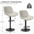 thumbnail image 4 of Hawsaiy Adjustable Bar Stools Set of 2, Swivel Counter Height Bar Chairs with Back, Modern Technical Fabric Barstools for Kitchen Island & Home, Light Gray, 4 of 11