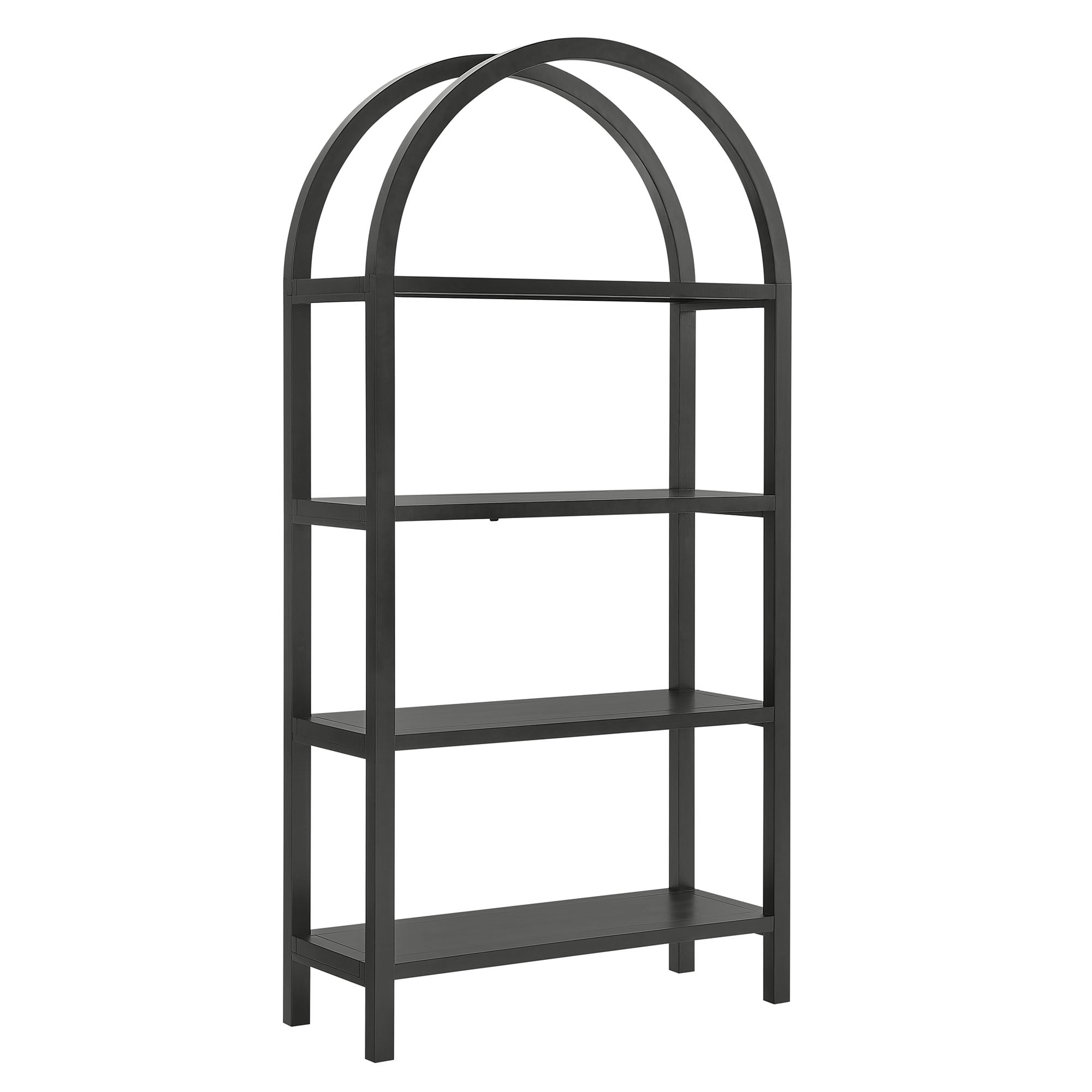 Vexley 72 Inch Large Arched Bookshelf in Black