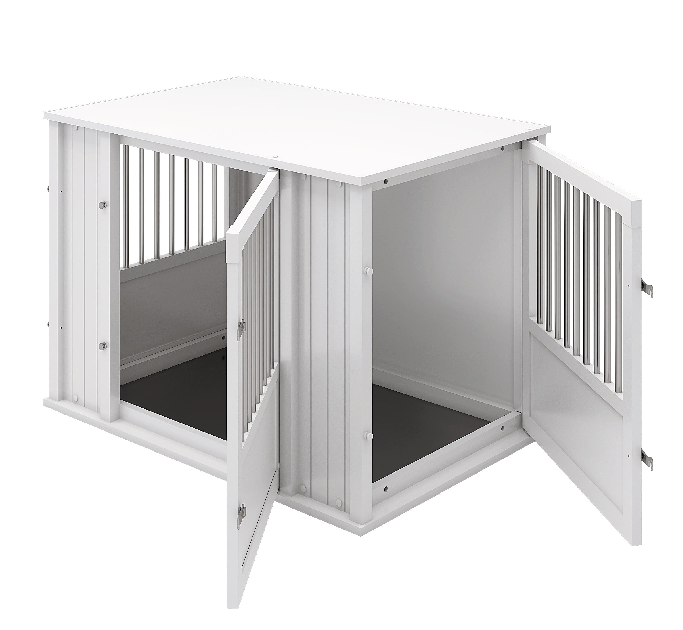 New Age Pet® ECOFLEX® Flexi Door Large Dog Crate in Off White with Brushed Stainless Bars