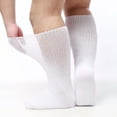 thumbnail image 2 of GobdXE Unisex Crew Socks Solid Extra Wide Top Loose Fit Stretchy Mesh Knit Socks for Swollen Feet Edema Diabetic Friendly Daily Casual Wear Size:S, 2 of 3