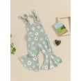 thumbnail image 3 of Bagilaanoe Toddler Baby Girl Summer Jumpsuit Sleeveless Floral Print Romper Overalls 6M 12M 18M 24M 3T 4T Kids Flared Pants Summer Clothes, 3 of 7