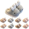 thumbnail image 2 of Otqutp Girls Cute Plush Bunny Slippers Kids Rabbit Soft Fleece Lined House Slipper Winter Platform Furry Non Slip Home Shoes, 2 of 6