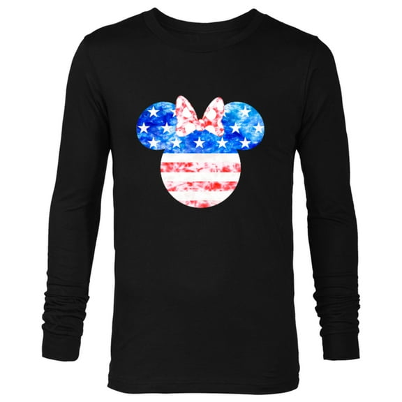 Disney Minnie Mouse American Flag Tie Dye - Long Sleeve T-Shirt for Men - Customized-Black