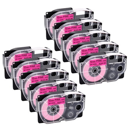 GREENCYCLE 10 Pack Compatible for Casio XR-12FPK XR12FPK Black on Fluorescent Pink Label Tape for KL-120 KL-60 KL-100 KL750 KL780 KL2000 KL7000 KL7200 KLP1000 Label Maker 12mm 1/2 x 5.5m 18 Feet GREENCYCLE 10 Pack Compatible for Casio XR-12FPK XR12FPK Black on Fluorescent Pink Label Tape for KL-120 KL-60 KL-100 KL750 KL780 KL2000 KL7000 KL7200 KLP1000 Label Maker 12mm 1/2 x 5.5m 18 Feet