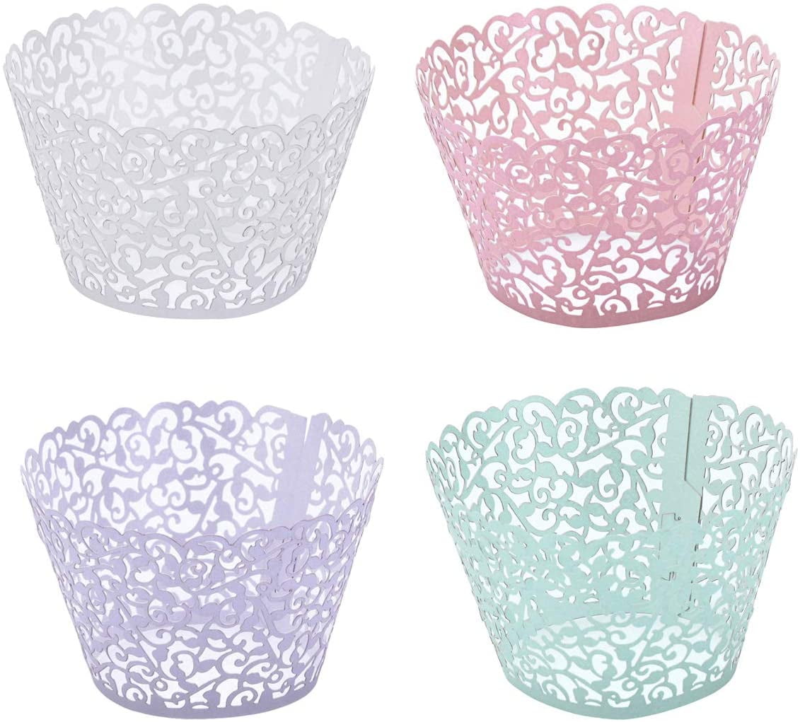 Cupcake Wrappers 40pcs/pack Creamy White Lace Cupcake Liners Laser cut Cupcake Papers cupcake