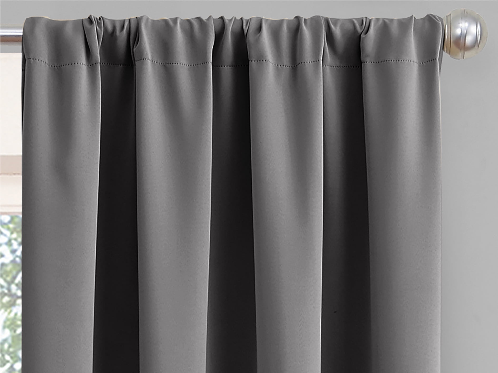Eclipse Phoenix Blackout Curtain Rod Pocket Panel Pair, Smoke Gray, 50" W x 84" L