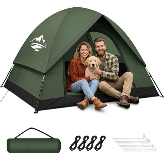 Purebox Camping Tent, 3-4 Person Waterproof Windproof Dome Tent with Rainfly