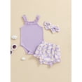 thumbnail image 2 of Nygoyerh Baby Girls Cute Shorts Sets 3M 6M 12M 18M Solid Color Sleeveless Ribbed Cami Romper + Daisy Print Shorts + Headband 3Pcs Newborn Infant Casual Summer Outfits, 2 of 9