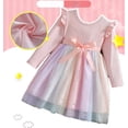 thumbnail image 2 of Xijirk Girls Long Sleeve Bow Dress Ruffle Crew Neck Mesh Princess Dress,Size 3-4 Years, 2 of 8
