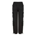thumbnail image 5 of AILIYIL Women'S Solid Color Low Rise Multi Pocket Cargo Casual Trousers (Black,XXL), 5 of 7