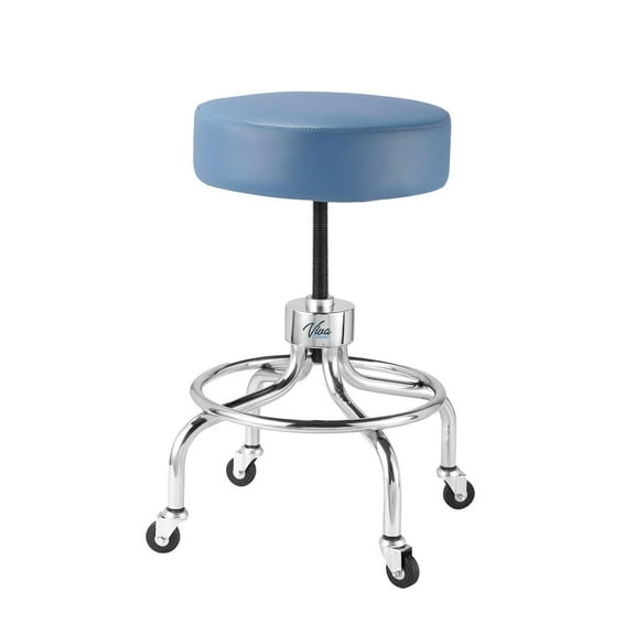VivaComfort Blue Medical Stool, Adjustable Height Rolling Doctor Stool, 300 lbs. Weight Capacity