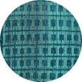 thumbnail image 1 of Ahgly Company Machine Washable Indoor Round Oriental Turquoise Blue Modern Area Rugs, 3' Round, 1 of 4