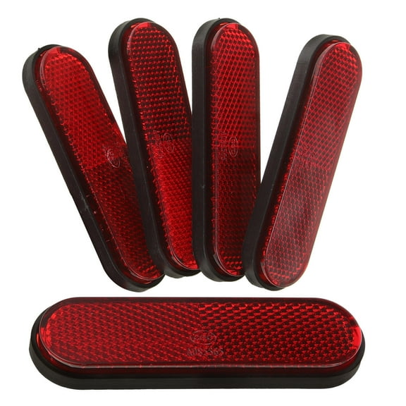 Greenadscape 5Pcs Oval Red Plastic Reflectors for Bicycle Night Riding Small Reflective Signs