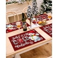 thumbnail image 3 of Christmas Placemats Set of 4, Red Hat Snowman Place Mats Snowflake Xmas Balls Placemat Table Decoration for Kitchen Table Dinner Xmas Holiday Party Home Decor Indoor Outdoor 13x19 Inch, 3 of 9